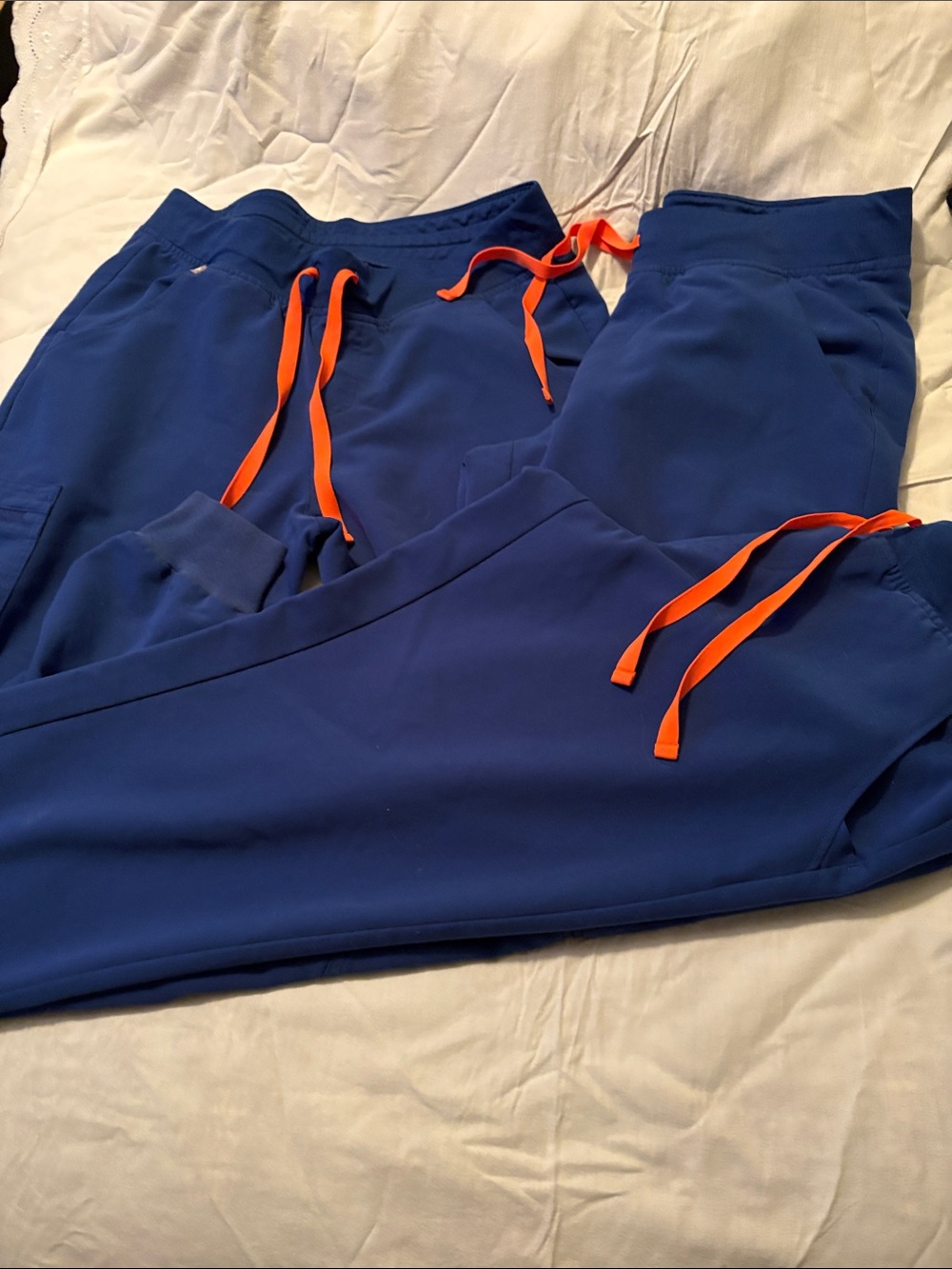 Figs Women's Winning Blue Joggers with Orange drawstring 10$ each ior 3 for 20$